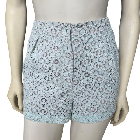 Victoria Beckham Mint Green Lace Shorts - Picture 4 of 8